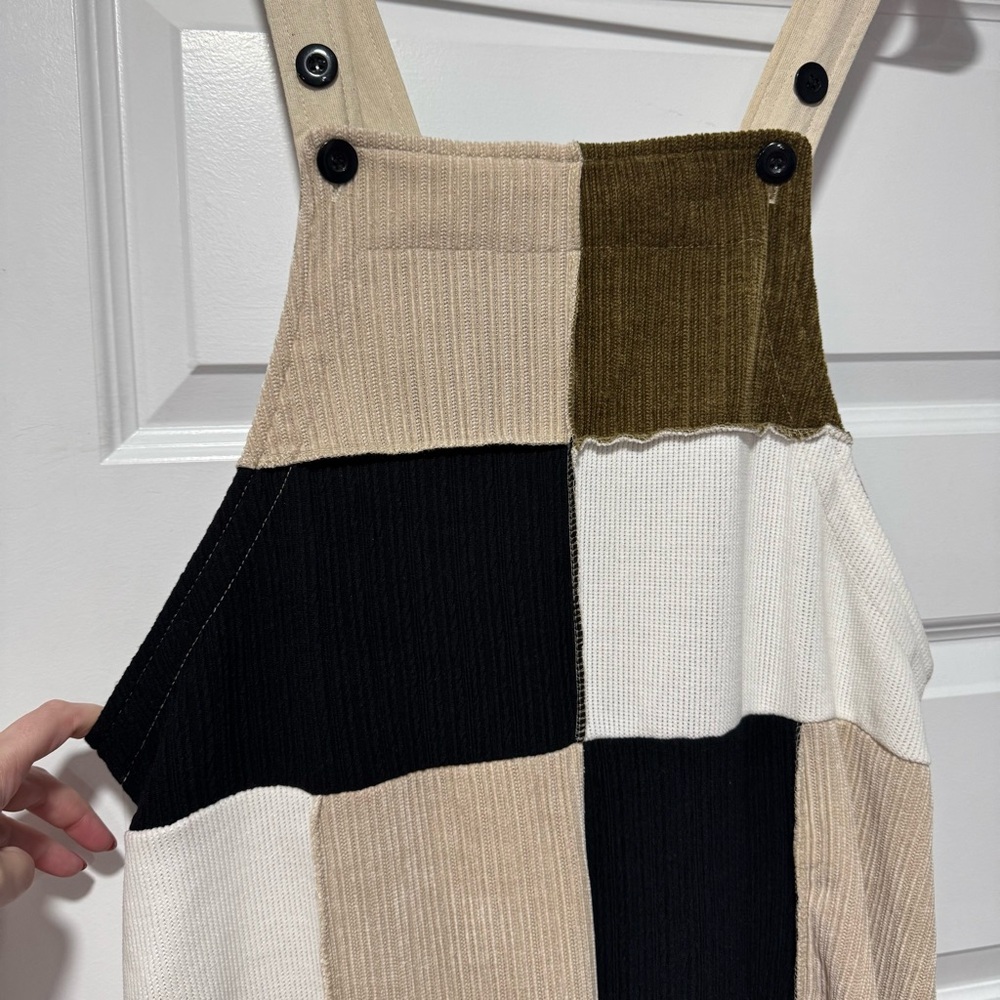 Patchwork Wide Leg Overalls NWT - image 6